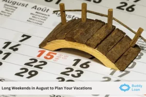 August month shows in calendar with a small wooden bridge on it representing August Long Weekends